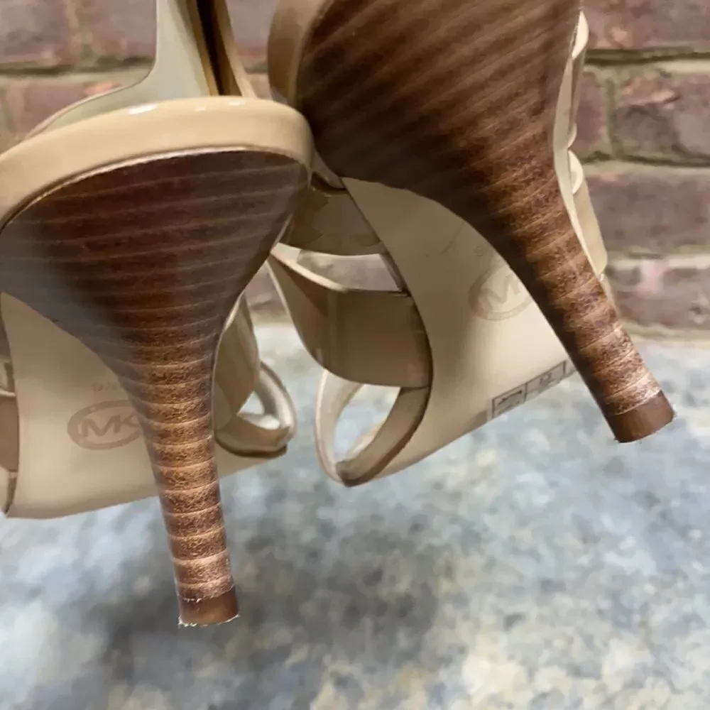Michael Kors Nude Patent Joselle Open Toe Pump